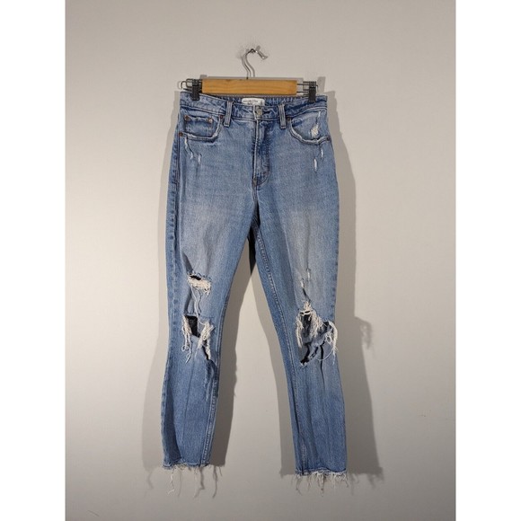 Abercrombie & Fitch Blue The Skinny High Rise Curve Love Jeans Women Size 27 - Picture 1 of 9